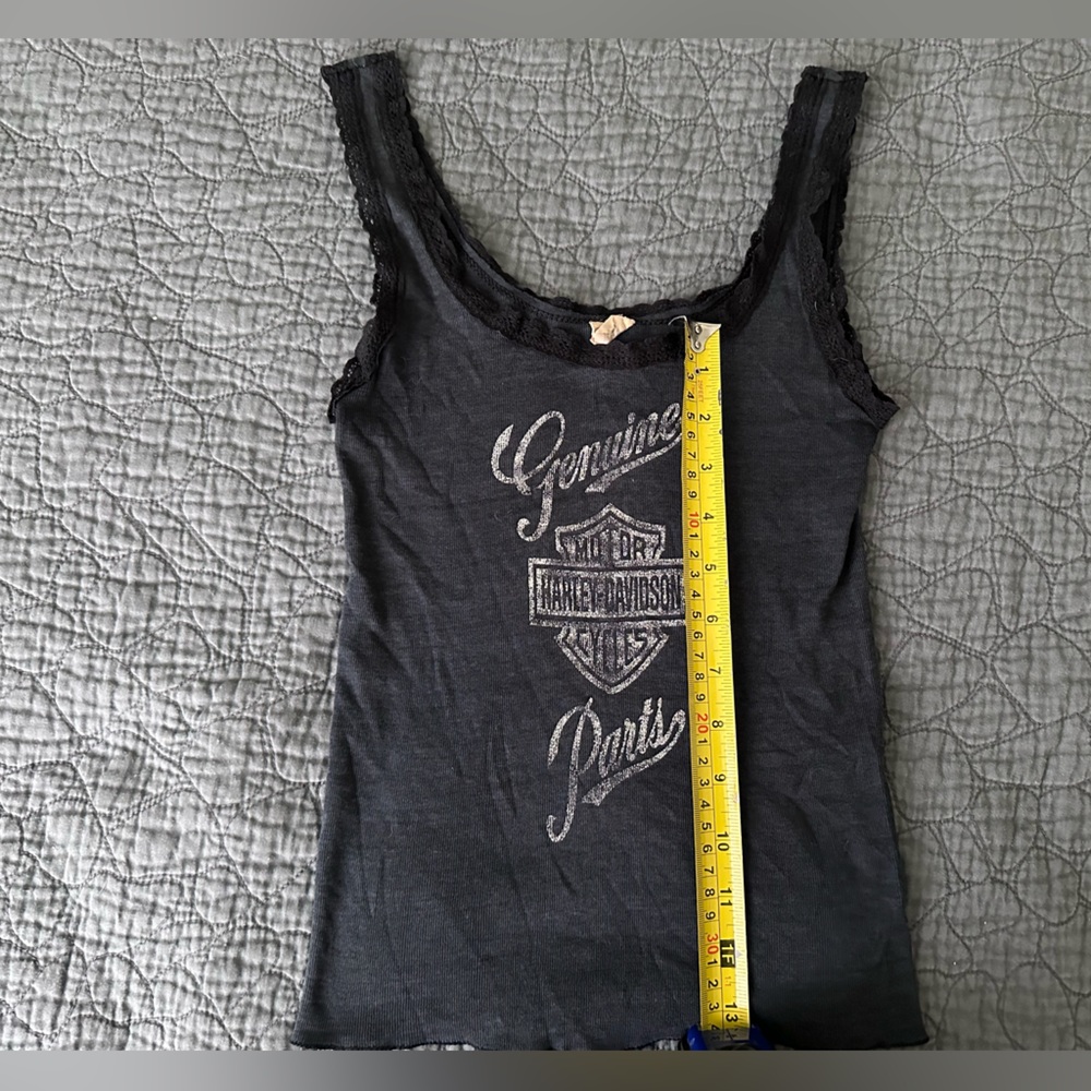 Harley-Davidson Motorcycles Vintage Women's Black lace Tank Top - Picture 3 of 6